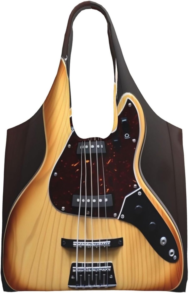 Guitar Musical Instrument Canvas Tote Bag Reusable Grocery Bags Shopping Bags Large Canvas Bags with Handles