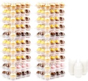 12 Count Cupcake Containers, Stackable Cake Carrier with Liners, Clear Disposable Cake Trays for Baking, Parties (12)