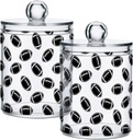 Acrylic Plastic Clear Jar with Lid, American Football Black Airtight Storage Jar 2 Pack Kitchen Storage Containers for Cookie Snack Candy