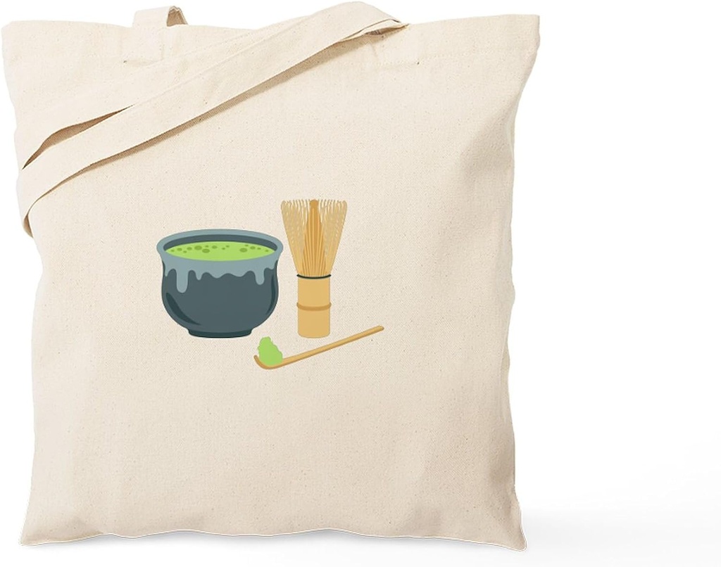 CafePress Matcha Green Tea Set Tote Bag Reusable Natural Beige Canvas Shopping Bag
