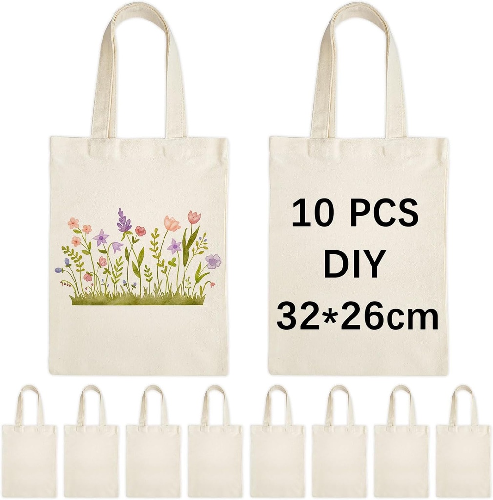 OKBA 10PCS10.2 * 12.6 inch Sublimation mini tote bag kids tote bag reusable tote bags Blank Canvas Tote Bags small tote bags for kids DIY