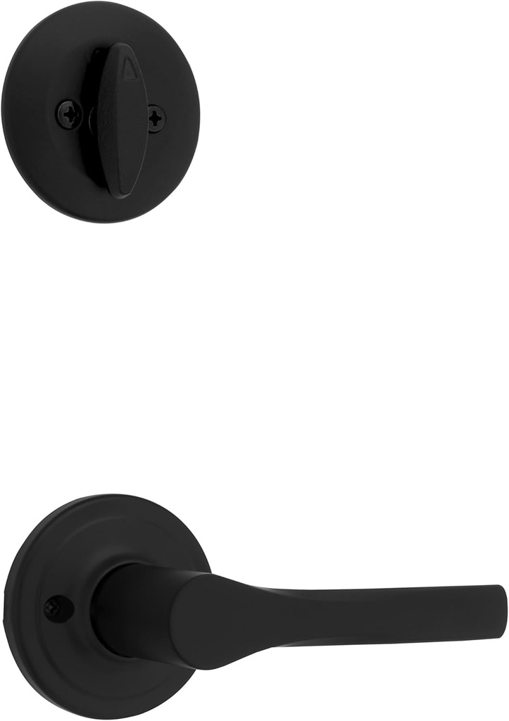 Kwikset 966HYL Henley Lever Single Cylinder Interior Pack with Round Rose for Handlesets - Matte Black