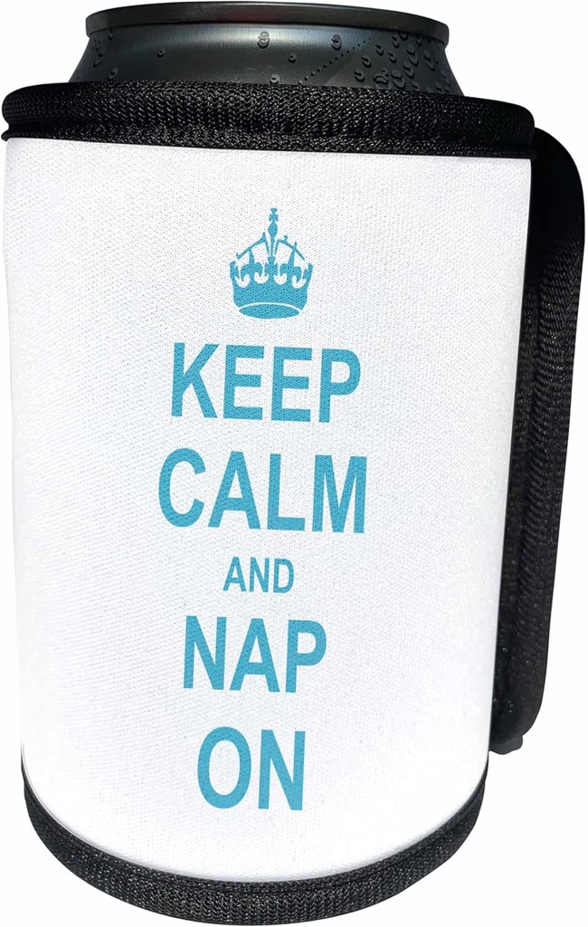 Can Cooler Bottle Wrap - Keep Calm and Nap on - funny napping humor for sleepy lazy people or nappers - humorous carry on Typography