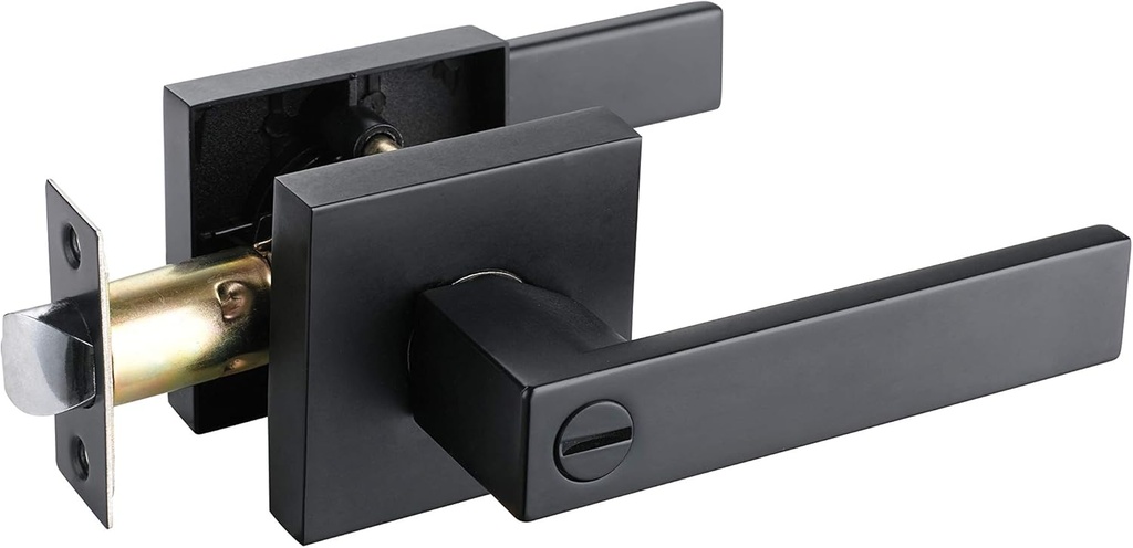 NEWBANG Bed&Bathroom Door Lever Handle Lock Matte Black Finish-Heavy Duty Door Lock Handle for Privacy,HTL01-BM-BK-CS-1P