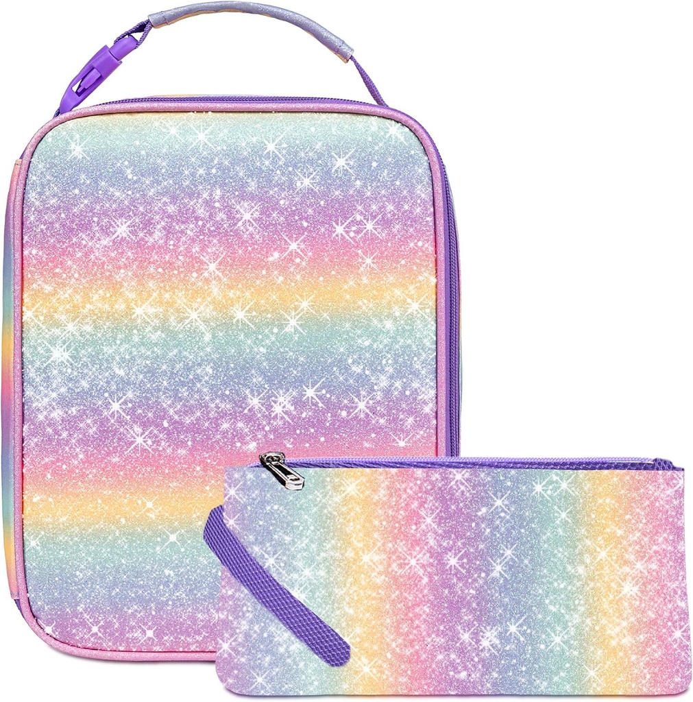 Lunch Box with Sandwich/Snack Bag for Girls Teens Kids for School Unicorn Rainbow Insulated Lunch Bag Suitable for Bento Box Lunch Container Lonchera para niñas