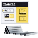 YEAHOME Heavy Duty Staples, 2000 Counts 1/2 inch T50 Staples, 20 Gauge Galvanized 3/8 Inch Crown Upholstery Staple for Pneumatic, Electric T50 Staple Gun