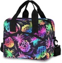 ALAZA Rainbow Color Pineapple Insulated Lunch Bag Box Reusable Cooler Bags with Shoulder Strap for Women Men Adult Kids, 19-Can (12.5L)