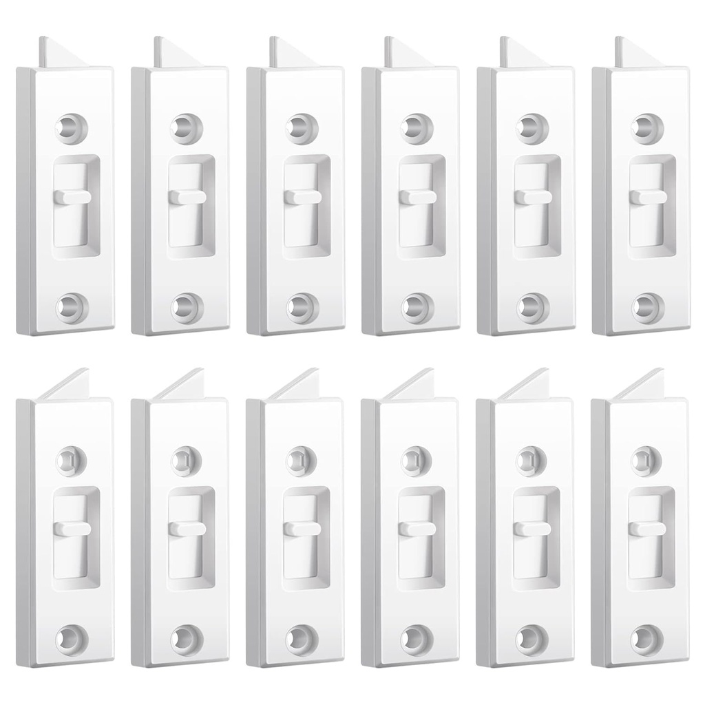 Window Latch Locks Window Parts and Hardware Tilt Latch Plastic Construction, Spring Loaded, 2 Inch Hole Center Spacing Sliding Lock Replacement(12 Pieces)