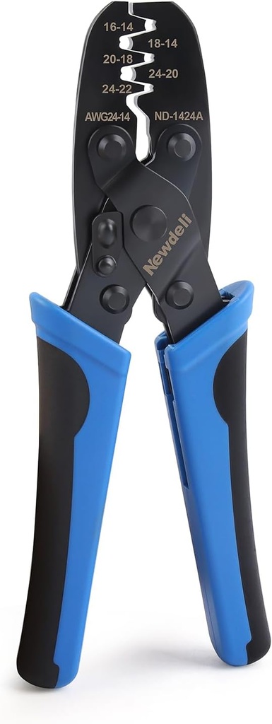 Newdeli Molex Crimper 24-14 AWG Non-Insulated Open Barrel Crimping Tool for JST Style Molex DELPHI AMP TYCO PC Harley Deutsch Terminals Receptacles Wire Terminal Crimper