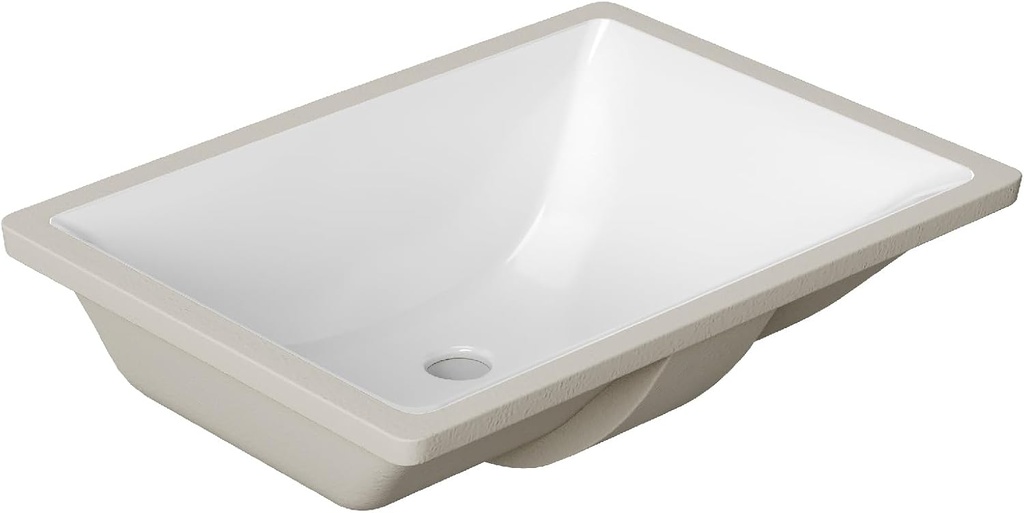 ARIEL 15.13" x 20.25" Rectangle Undermount Bathroom Sink, Rectangular Basin, Porcelain UPC Certified Material, Overflow-Proof, Modern Design
