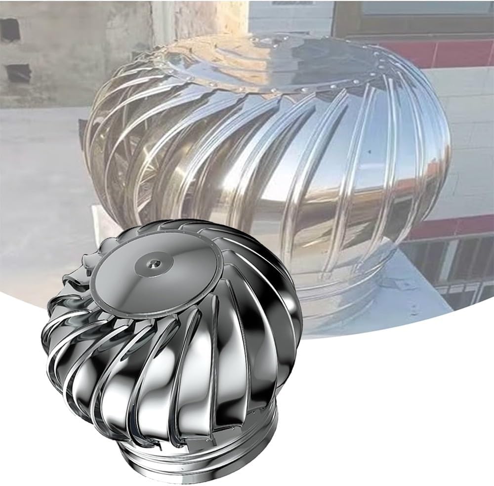 HCZION Roof Wind Turbines 4 8 10 12 14 16inch Rotating Turbine Ventilator, Garden Roof Ventilator Industrial Turbine Vents, DIY External Extractor (Size : 350mm/14inch)