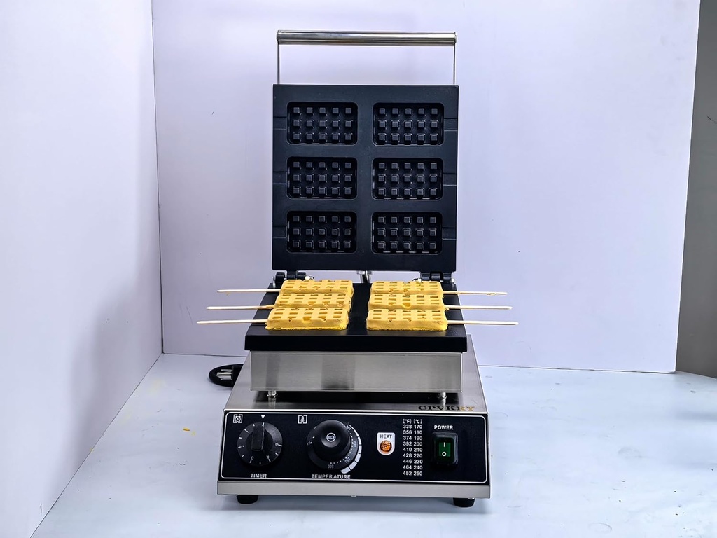 Commercial Electric Waffle Stick Maker Machine,Small Rectangular Classic Waffle Maker,Stainless Steel Waffle Maker,Temperature and Time Control, for Restaurant Bakeries Snack Bar
