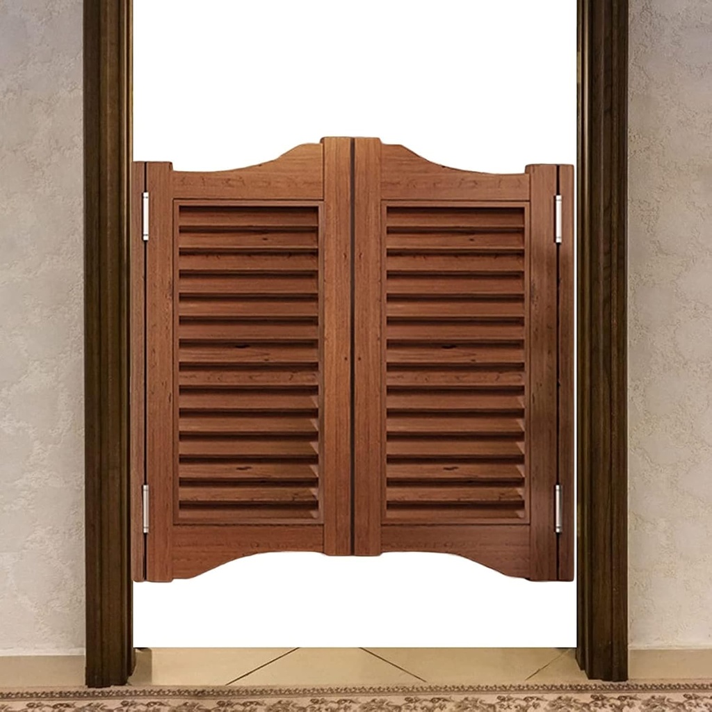 MTSON Swinging Doors Brown Retro Cafe Doors Handmade Double Swinging Door, Custom Saloon Bar Swing Half Door Two-Way Open for Hallway Counter, 70-140 Cm Wide (Size : W125xH90cm(49 3/16" x35 7/16"))