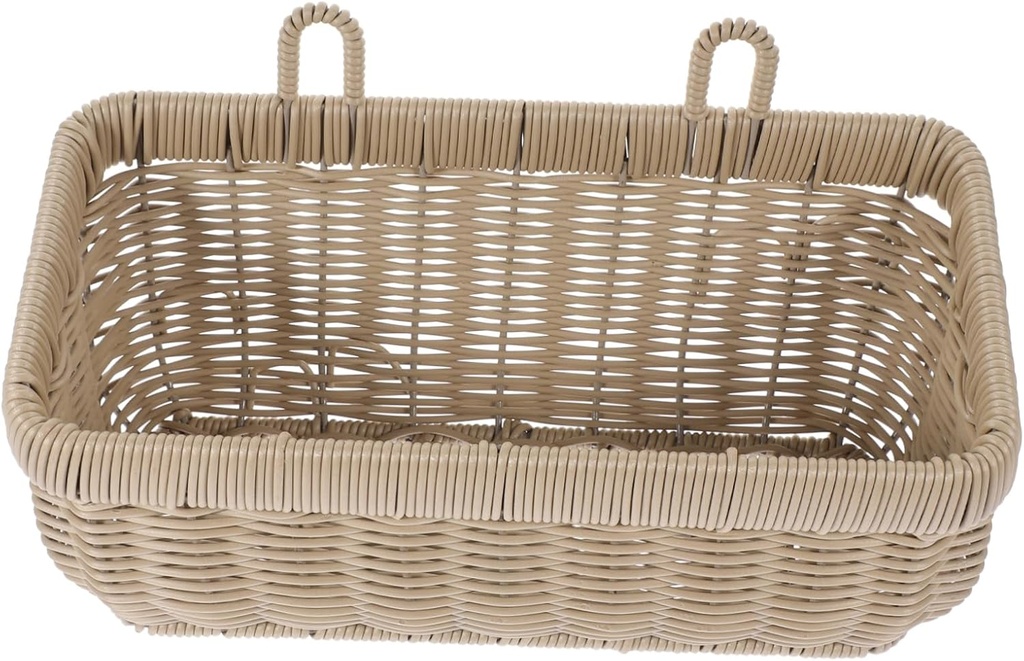 Large Gray Woven Hanging Basket for Kitchen Wall Sturdy Storage Bin for Garlic Ginger Onions Eggs Space Saving Organizer for Fruits and Vegetables