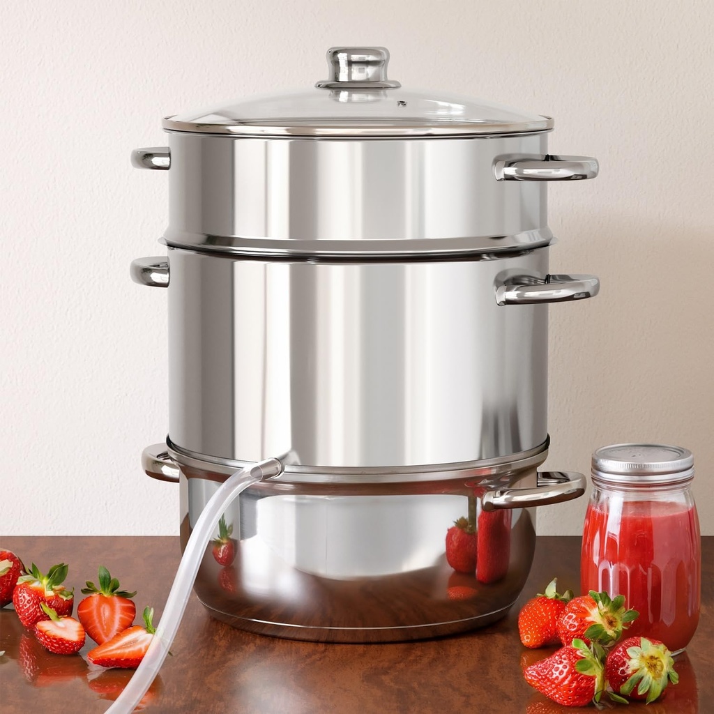 Juice Steamer Extractor, 11 Qt 304 Stainless Steel, Canning Steamer Kit for Fruit/Vegetable Juice, Jelly