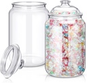 Nuogo 2 Pcs 1 Gallon 128 oz Candy & Cookie Jar Plastic Jars with Lids Decorative Apothecary and Candy Buffet Container Clear Airtight Food Storage Canister (Classic Style)