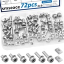 smseace 72Pack 304 Stainless Steel Battery Bolts and Nuts 5-Sizes M6x10/12/14/16/18/20mm ATV Battery Bolt Motorcycle Battery Terminal Screws with Square Nuts for ATV Battery Bolts and Nuts Square