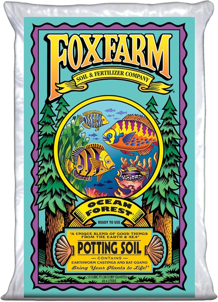 FoxFarm Ocean Forest Potting Soil, 1.5cu ft - Light, Aerated Texture, Designed for All Container Plants - pH Adjusted for Optimal Nutrient Uptake, Effectively Retains Moisture