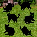 Halloween Decorations Outdoor - 6 Pack Corrugated Plastic Black Cat Decor with Stakes, Glow in The Dark Eyes Scary Silhouette Yard Signs, Waterproof for Garden Graveyard Patio Party Lawn