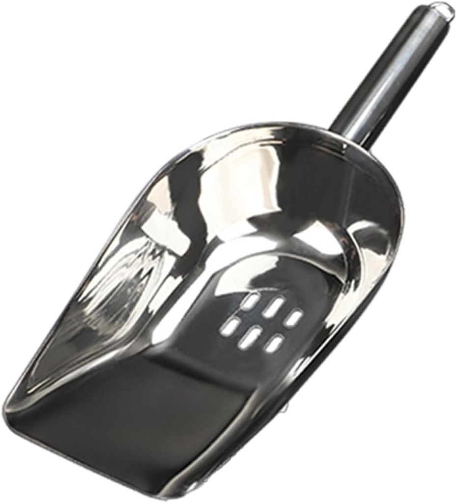 Garneck Stainless Steel Ice Scoop with Comfortable Handle Food Filter Shovel for Ice Candy and Rice Heavy Duty Utility Scoop for Bartenders and Kitchen Use