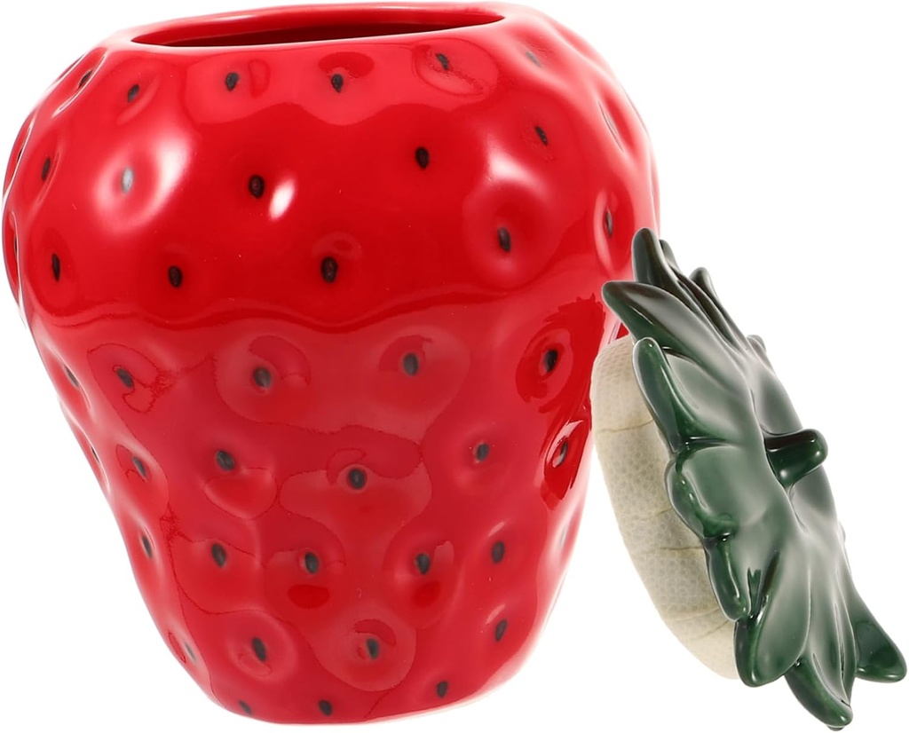 Elegant Strawberry Shape Tea Canister Decorative Jar Lids for Sugar Grain Candy Storage