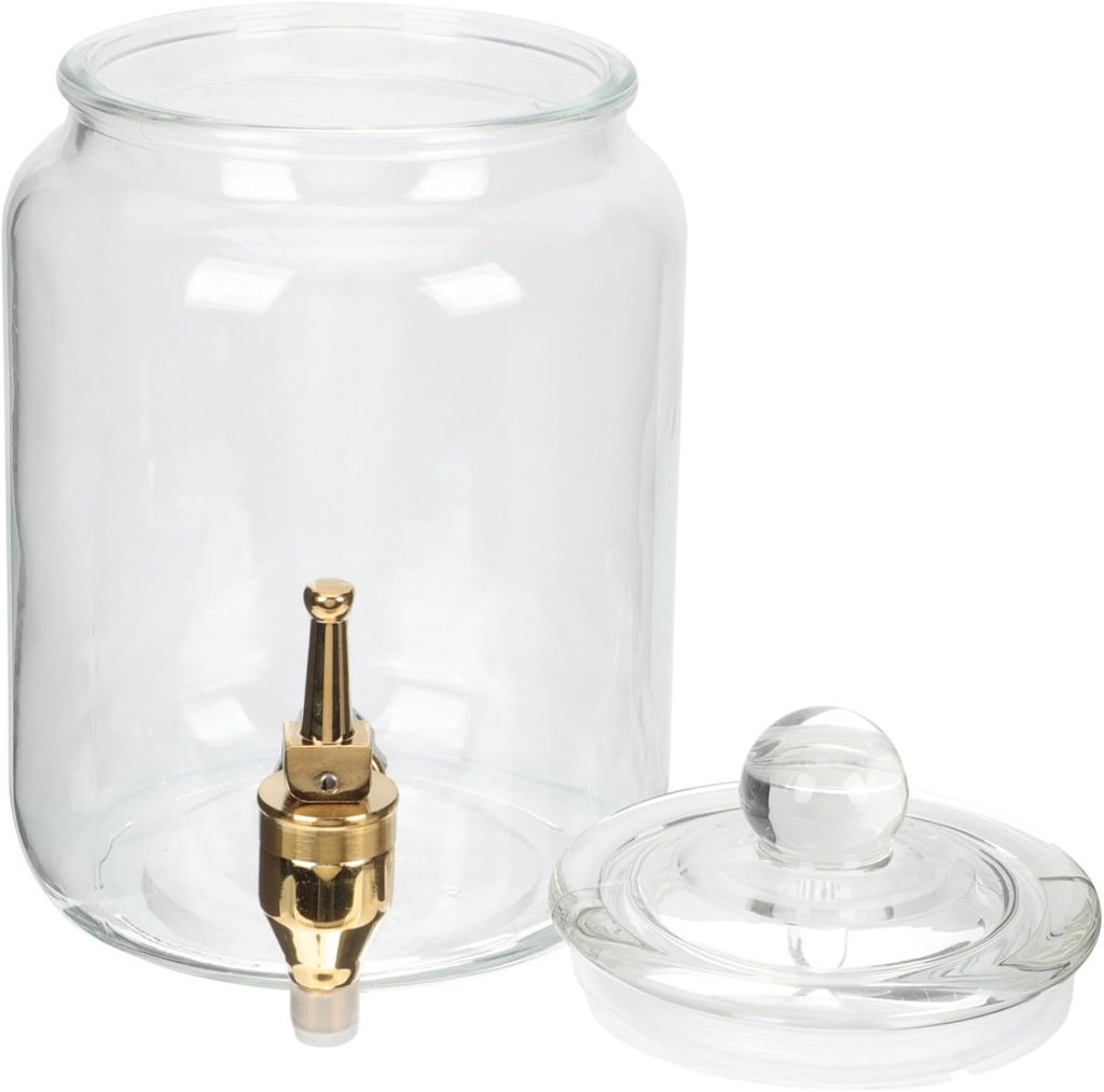 Garneck Glass Beverage Dispenser with Spigot Airtight Sealed Drink Container for Wine Juice and Cold Drinks Parties and Kitchen Storage Jin Capacity