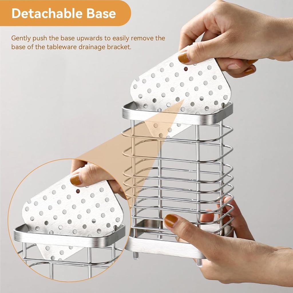 Stainless Steel Utensil Holder, Silverware Drying Rack Utensil Draining Caddy Mesh Kitchen Utensil Organizer Hanging Utensil Organizer(L-Sliver)