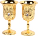 Antique Goblet Cup,Royal Wine Glasses, 2Pcs Chinese Chalice Retro Elegant Metal Glass Embossed Pattern Pimp Cup for Party Banquet Bar Family Wine Glass Iced Coffee Cup for Home Party Bar