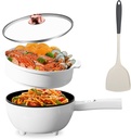 Electric Hot Pot with Steamer, 3L Non-Stick Multi-Functional Cooker, Dual Power 1000W/600W, Overheat & Dry-Boil Protection, Ideal for Dorm, Apartment, Includes Durable Long Handle & Steamer Spatula