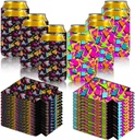 24-Piece Retro 80s 90s Vintage Can Cooler Sleeves - Memphis Fashion Neon Bottle & Can Sleeves - Party Supplies