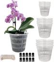 Orchid Pot, 12 Pack Orchid Pots with Holes, 4 Each of 4.5", 5.5", 6.3", Clear Orchid Pots for Repotting, Breathable Slotted Orchids Planter