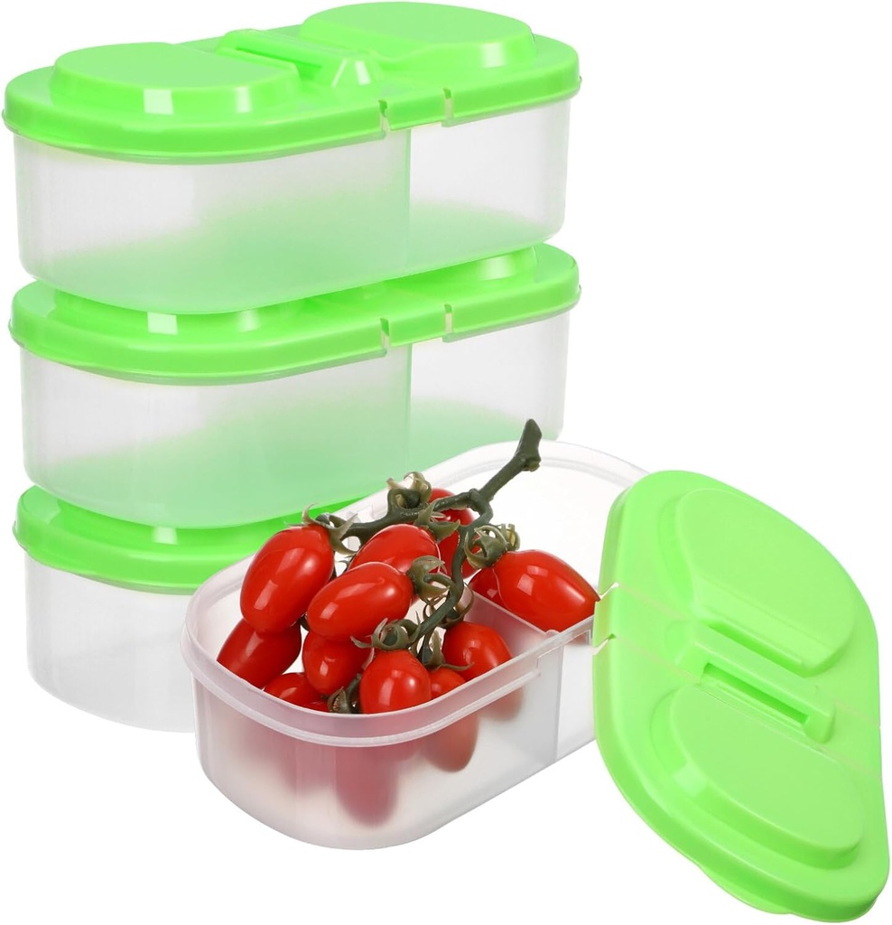 Yardwe 4pcs Bento Lunch Boxes 2-Compartment Snack Containers Divided food Snack Containers with Lids for Home Work Random Color