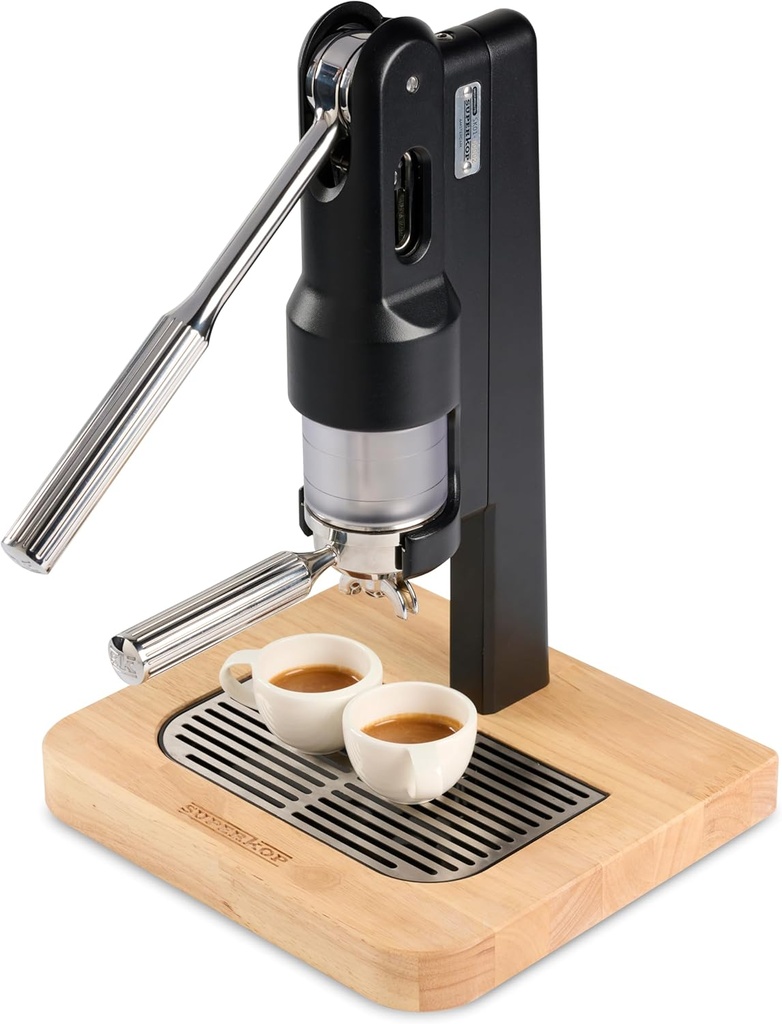 SUPERKOP Espresso & Coffee Maker, Manual Espresso Tool & Machine - Portable, Maintenance Free, Retro Stylish Design, Commercial & Home Purposes - 18 gr Espresso Capacity, Non-Electric - Black