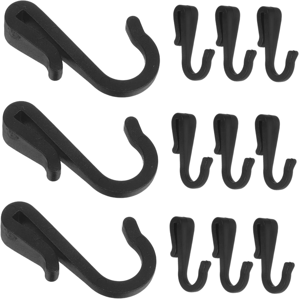 PRETYZOOM 12pcs Heavy Duty Hanging Hooks Kitchen Towel Hook Rack Plastic for Kitchen Utensils Baskets Black