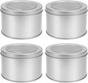 4pcs Christmas Tins Lids for Candy Containers Tinplate Cookie Tins Window Lid Decorative Tinplate Candies Cases for Party Storage