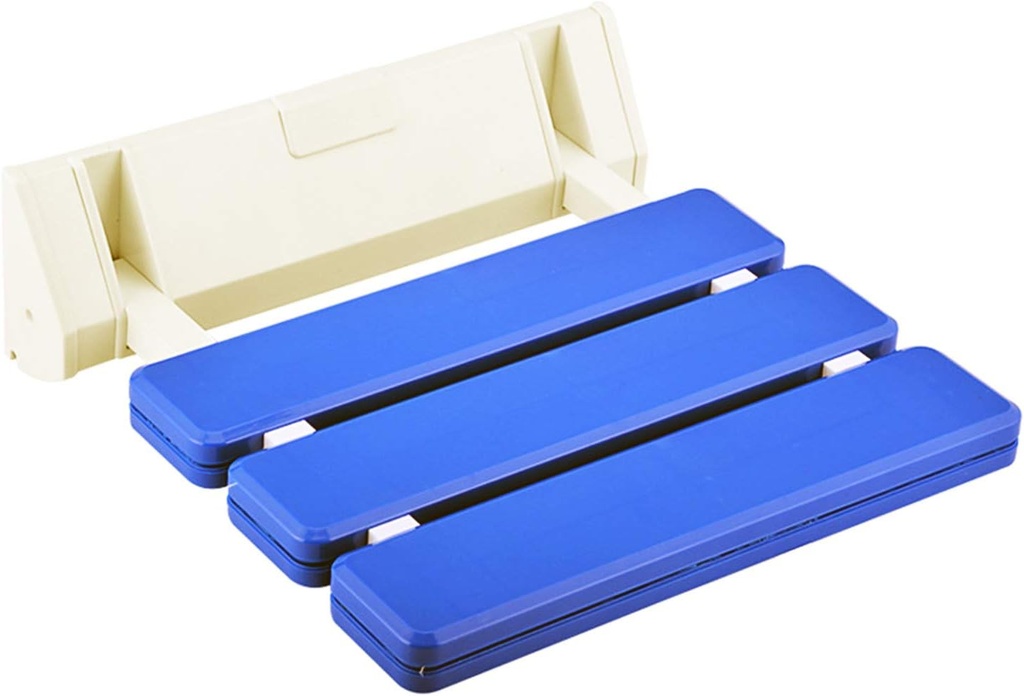 Folding Shower Seat Bathroom Drop-Leaf Wall Stool (Blue)