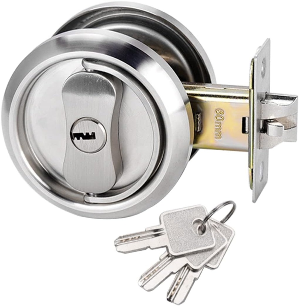 WANLIAN Door Knobs with Lock and Key,Bathroom Bedroom Door Knobs Stainless Steel 304 Interior Door Locks Keyed Entry Doorknob Tuilp Door Handle Lock with Round Knobs Lever Lockeset