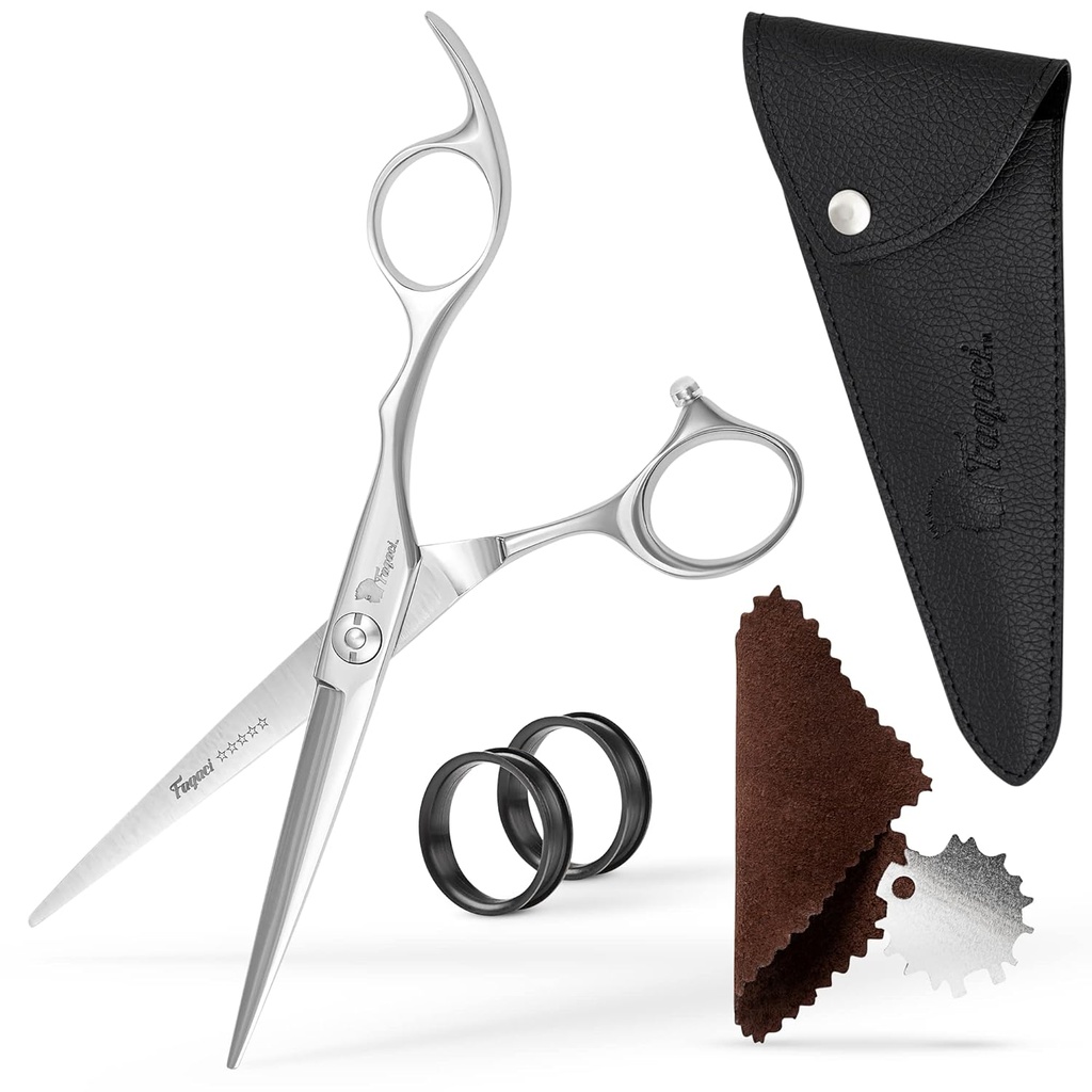 Fagaci Professional Hair Scissors 6" - Extremely Sharp Blades, Fine Cutting Shears Set for Men and Women, Barber Scissors Kit
