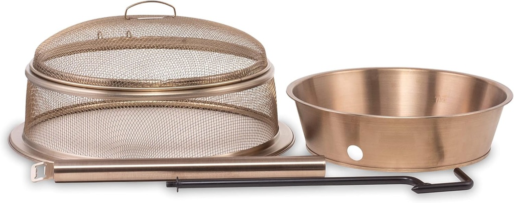 TIKI Patio & Celebration Fire Pit Heat Deflector & Screen with Poker – Outdoor Fire Pit Accessories for More Warmth & Safety – Spark Protector & Ember Guard for Even Heat Distribution, Metal