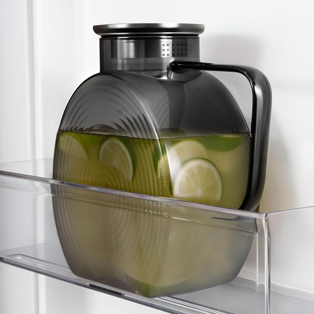 Glass Pitcher With Lid, 2 Liter 68 oz Glass Water Pitchers With handle and lid, 0.528 Gallon Tea Pitcher For Fridge, Carafe Jug Jar For Hot/Cold Water Iced Tea Juice Coffee Milk Beverage (Grey)