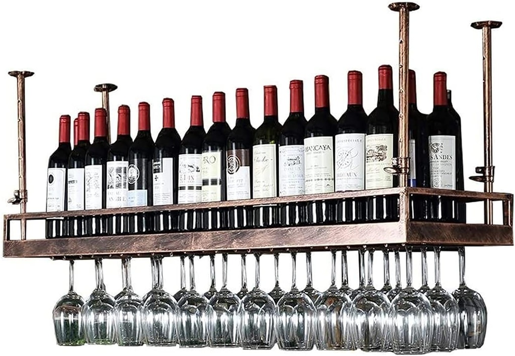 Wine Rack, Iron Hanging Wine Bottle Holder, Ceiling Decoration Shelf for Bar, Restaurants, Kitchen Or Wine Cellar Storage(A 80cm)