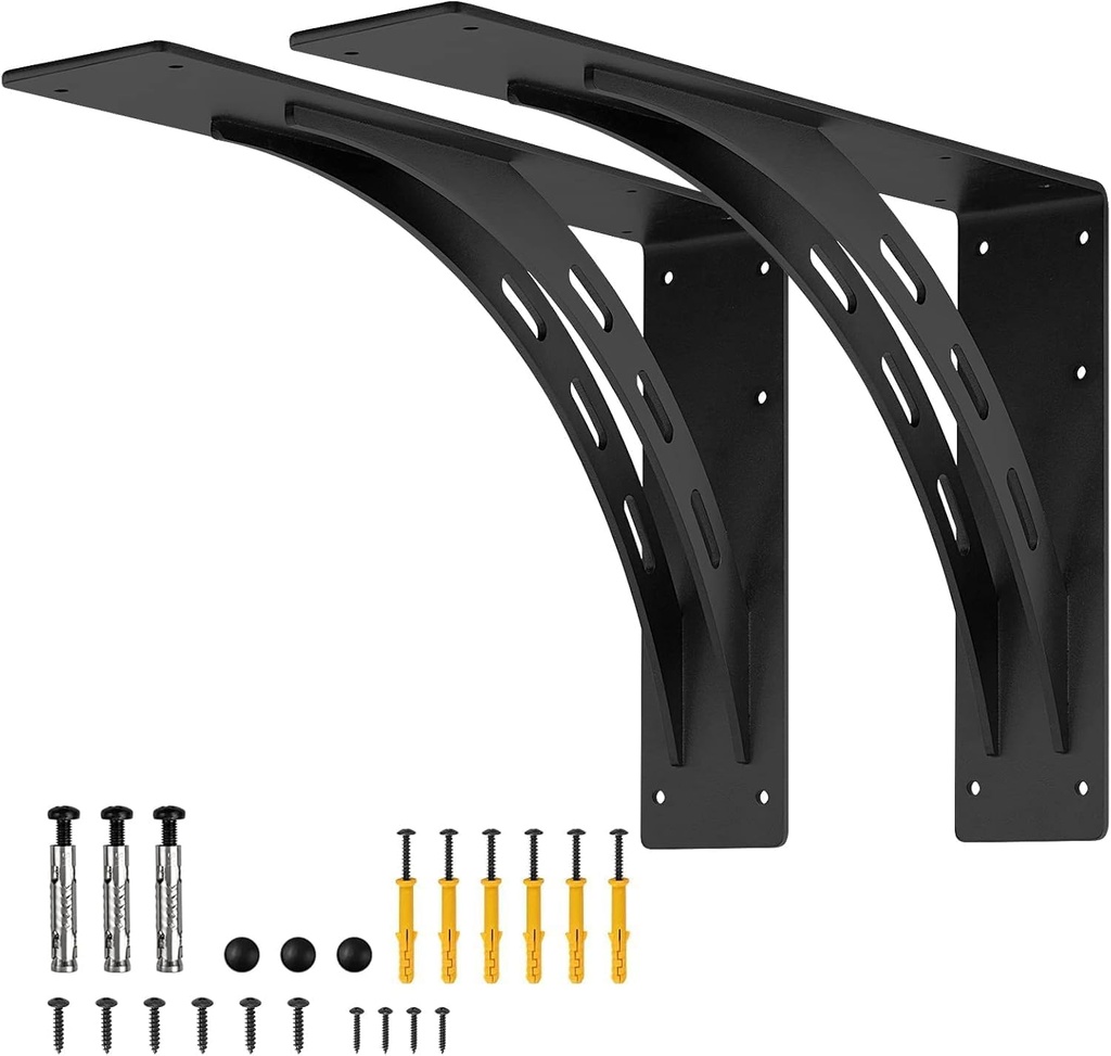16 inch x 12 inch Heavy Duty Shelf Brackets , Metal Mantel Brackets (Set of 2) Fireplace Mantel Brackets - Countertop Support , Max Load 1100 Lbs (16 ’‘ x 12’‘ )