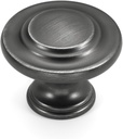 HESTIA HARDWARE 10 Pack | 1-1/3 Inch Round Pewter Silver Drawer Knob | Antique Drawer Knobs and Pulls, Kitchen Door Knobs for Cabinets Or Bathroom Cabinet Knobs | Dark Grey Dresser Knob(Z4.10.B)