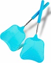 Wapodeai 2 Pack Fly Swatters Heavy Duty Set, Telescopic Fly Swatter, Stainless Steel Handle for Flyswatter (Blue)