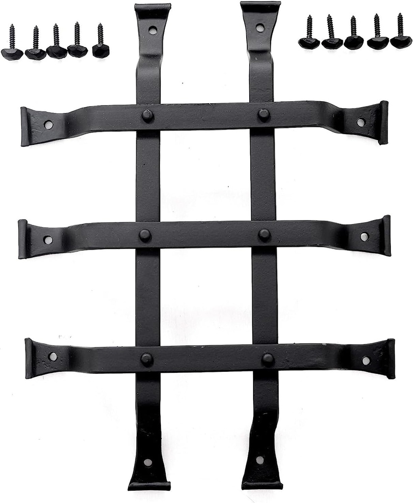 The Rustic Express Speakeasy Door Iron Grill - Decorative Iron Bars for Peephole and Door Viewer, Grill for Window - Home, Office, & Wine Cellar Hardware Gate - 14" x 11"