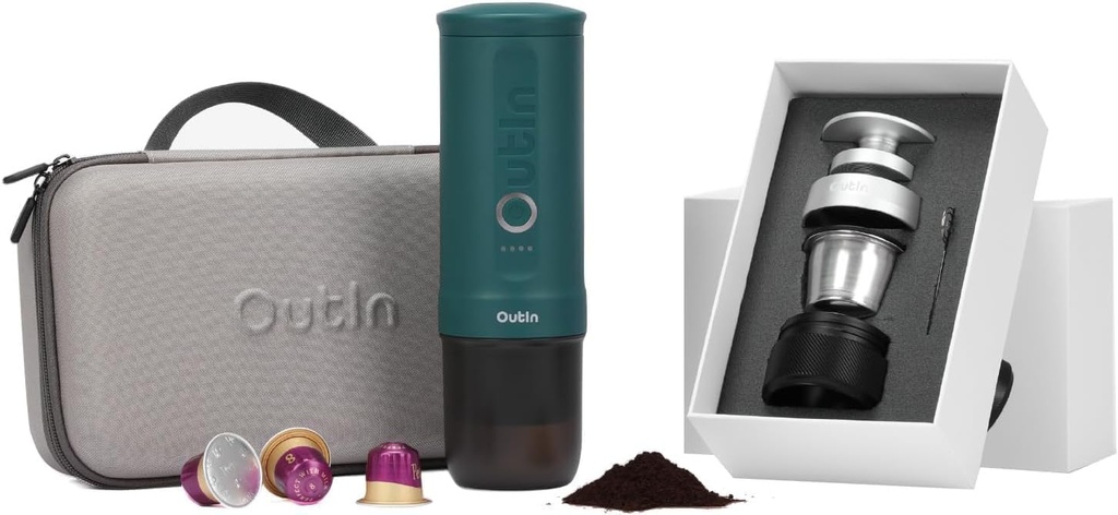 OutIn Nano Complete set Portable Espresso Machine with Double Shot Accessorries and Carry Bag