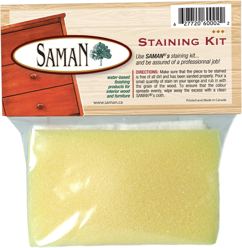 SamaN Staining Kit – Includes Sponge, 2 Cloths and Gloves to Effectively Stain Wood
