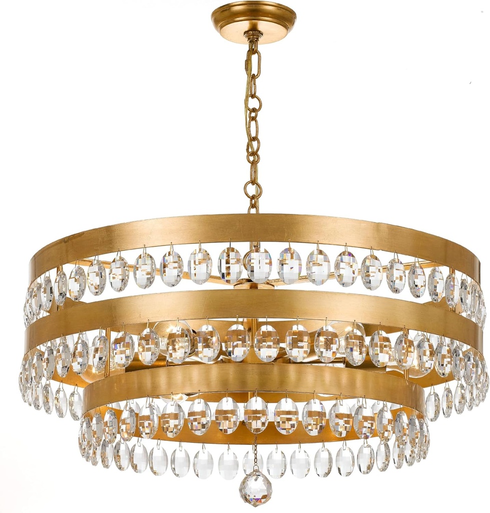 Crystorama Perla 6 Light Antique Gold Chandelier