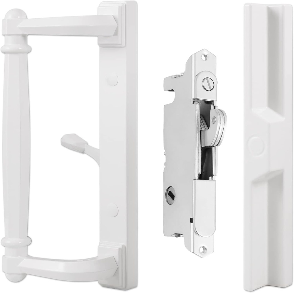 House Guard 20002 Series Patio Door Lock and Handle Set Choices That Add a Unique Signature to Your Patio Doors Glass Sliding Door Handle (White)