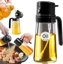 YARRAMATE 16oz/470ml Easy Refillable Oil Sprayer for Cooking, 2 in 1 Oil Dispenser for Kitchen and Oil Sprayer Bottle, Food-Grade Glass Oil Mister with Simple Open Design, Air Fryer,BBQ (Black)